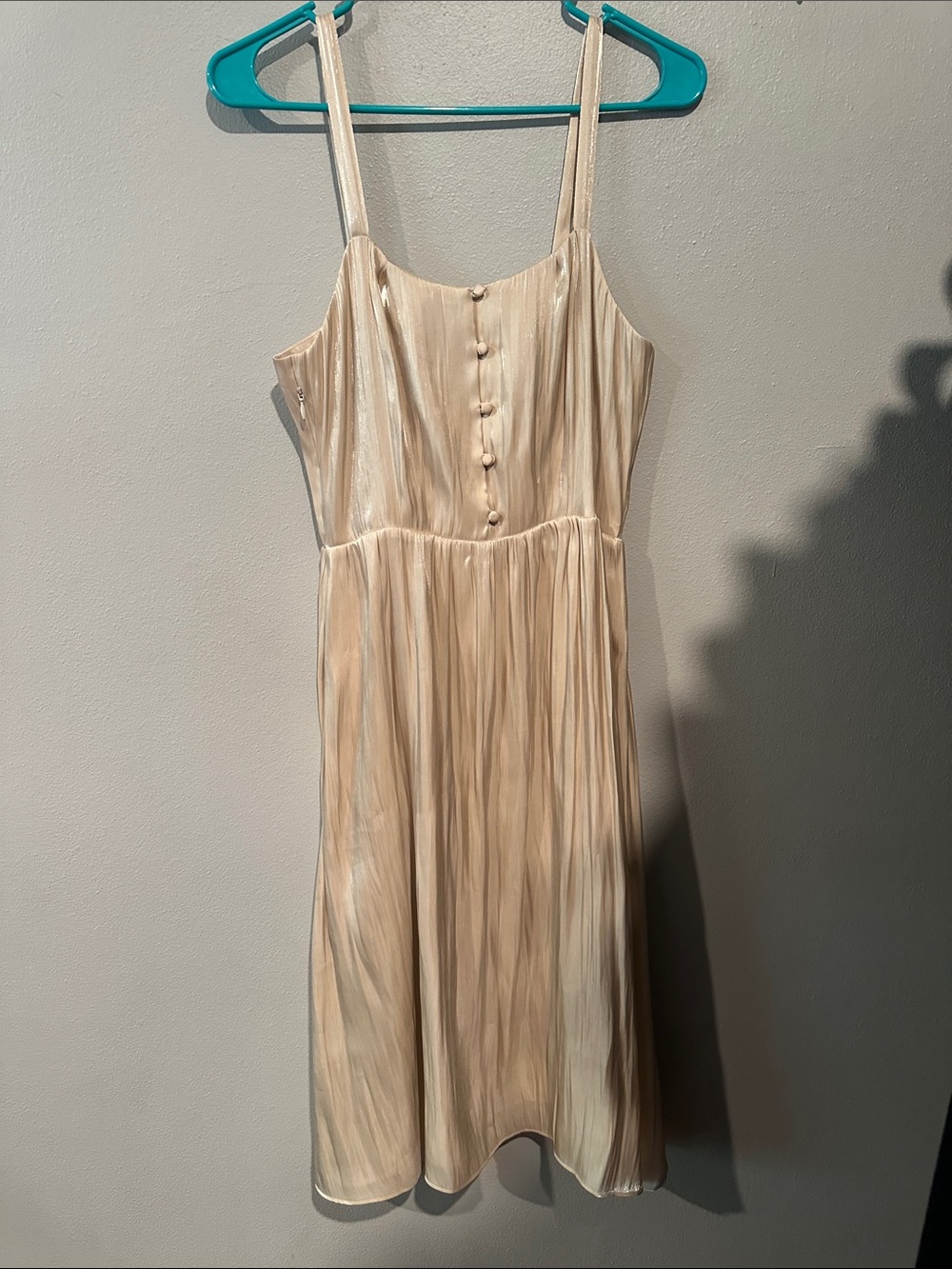 Champagne Satin Slip Dress with Buttons